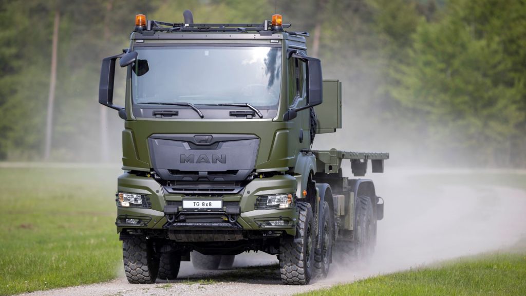 Det er denne lastevognen, TG MIL 8X8, som kjøpes inn nå. Foto: Rheinmetall MAN Military Vehicles