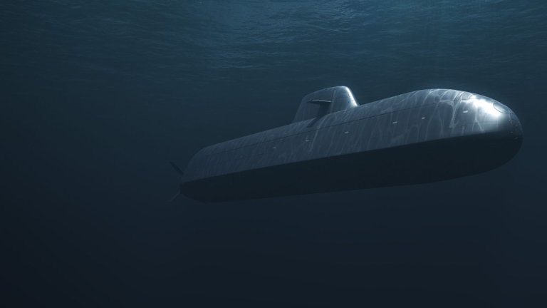 Illustrasjon av ubåt under vann