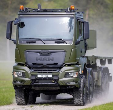 Det er denne lastevognen, TG MIL 8X8, som kjøpes inn nå. Foto: Rheinmetall MAN Military Vehicles
